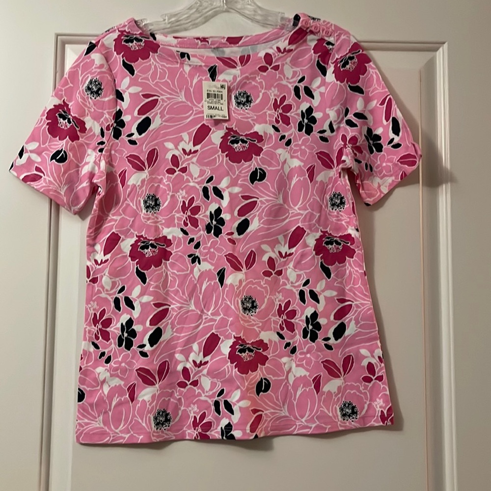CHARTER CLUB Beautiful Pink Colorful Short Sleeve Top NWT! Sz S